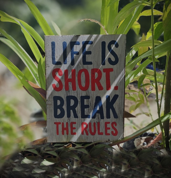 Holzschild 'Life is short', handbemalt, B 15 cm, H 20 cm von fischer's lagerhaus