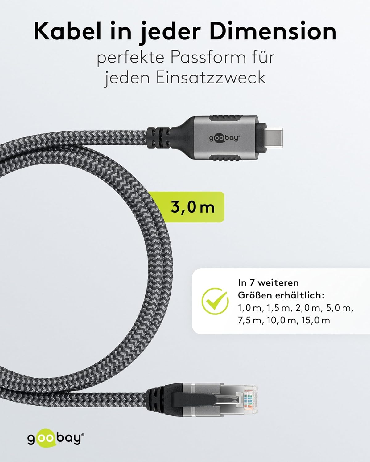 (5m) USB C auf CAT 6 Ethernet LAN RJ45 Netzwerk Kabel Patchkabel FTP (70752) - Grau