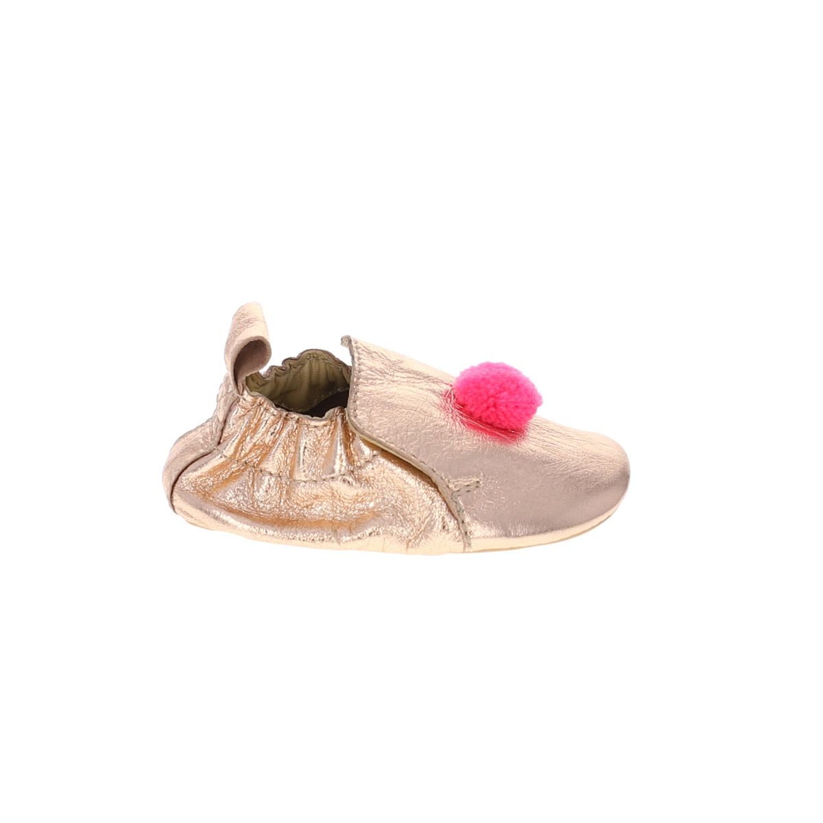 Chaussons bébé pompon rose fluo