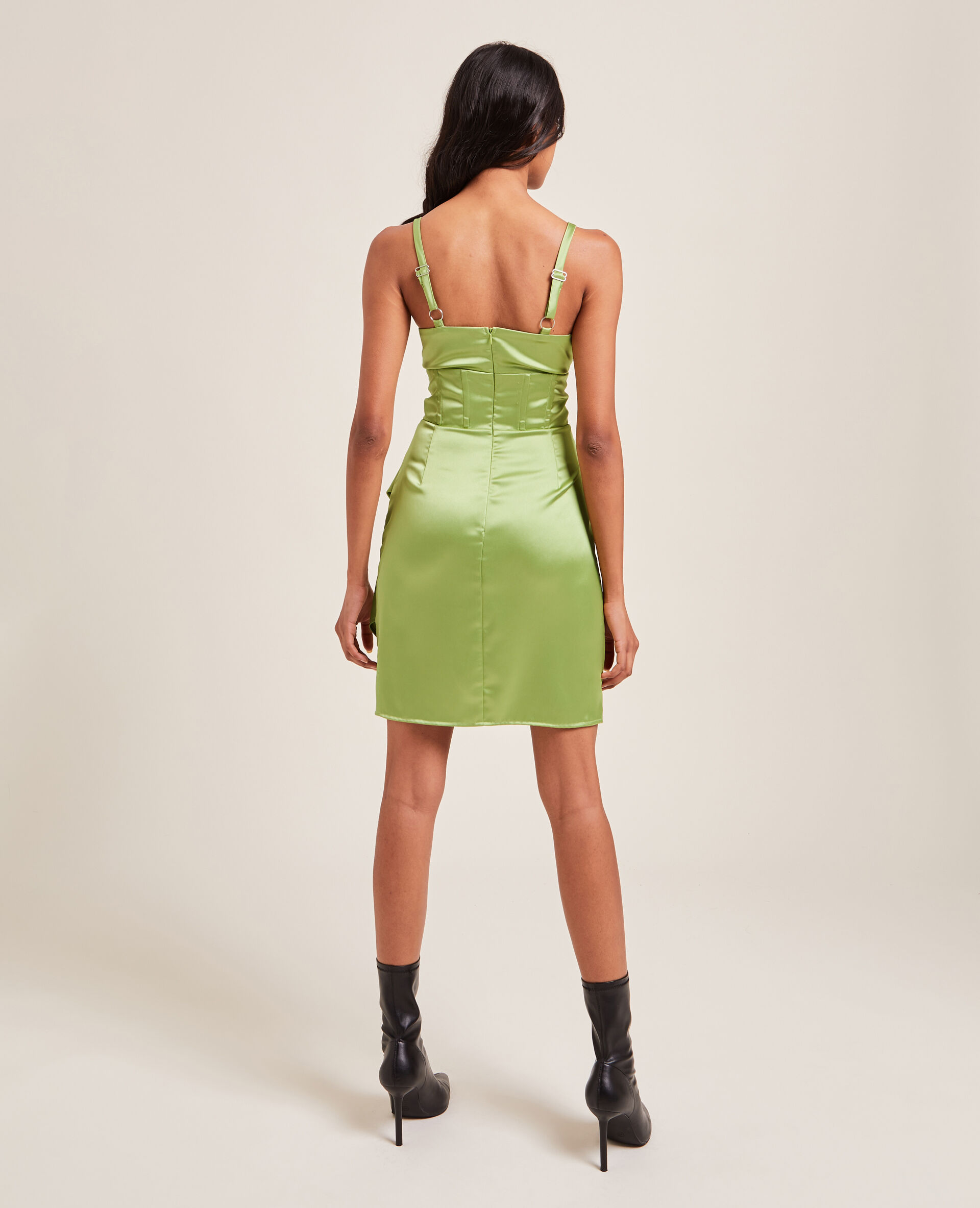 Robe corset en satin - Vert olive