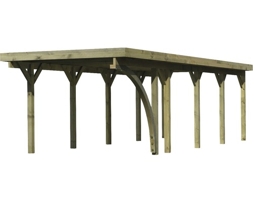 Enkele carport Karibu Dahnen 3 variant B met één inrijboog 318x860 cm drukgeïmpregneerd