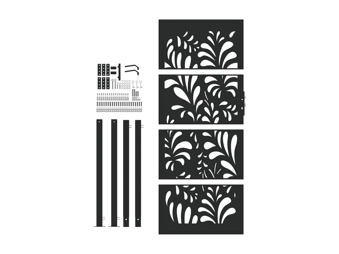 Portail de jardin noir 105x205 cm acier conception de vagues