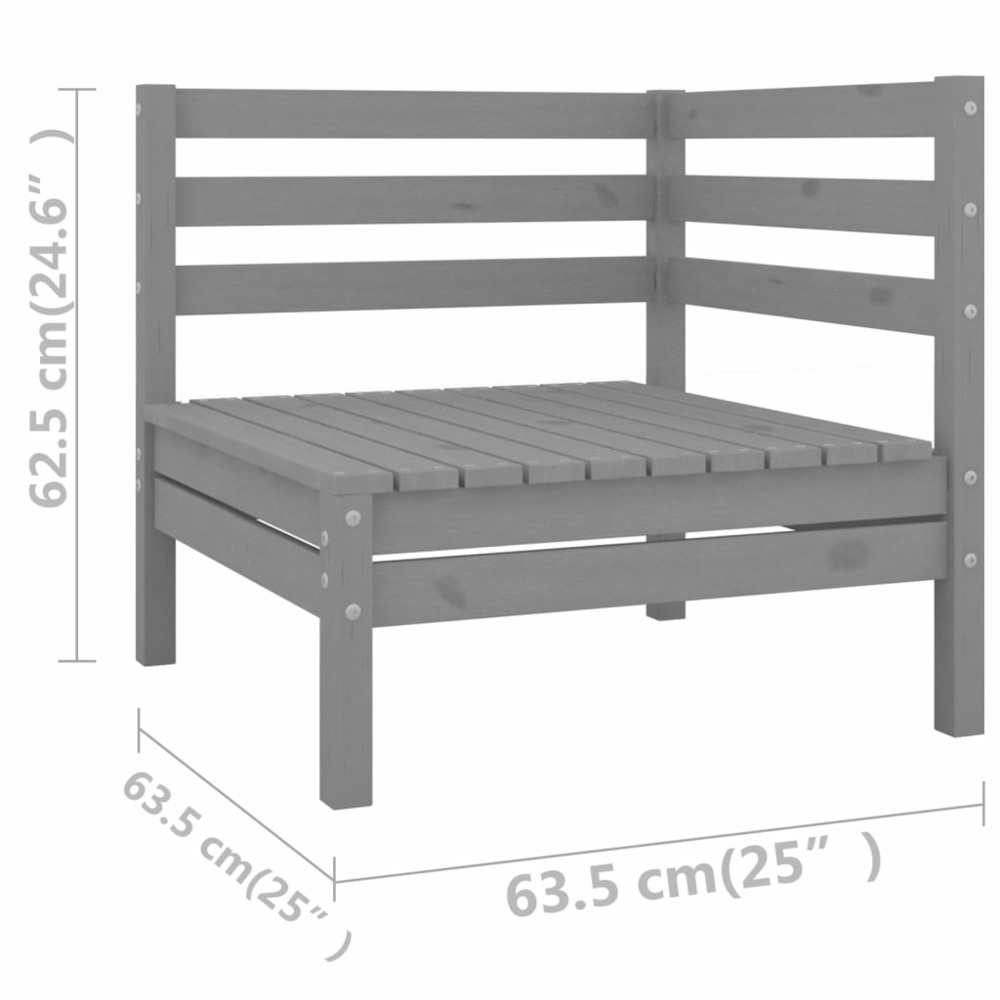 Salon de jardin meuble d'extérieur ensemble de mobilier 7 pièces gris bois de pin massif