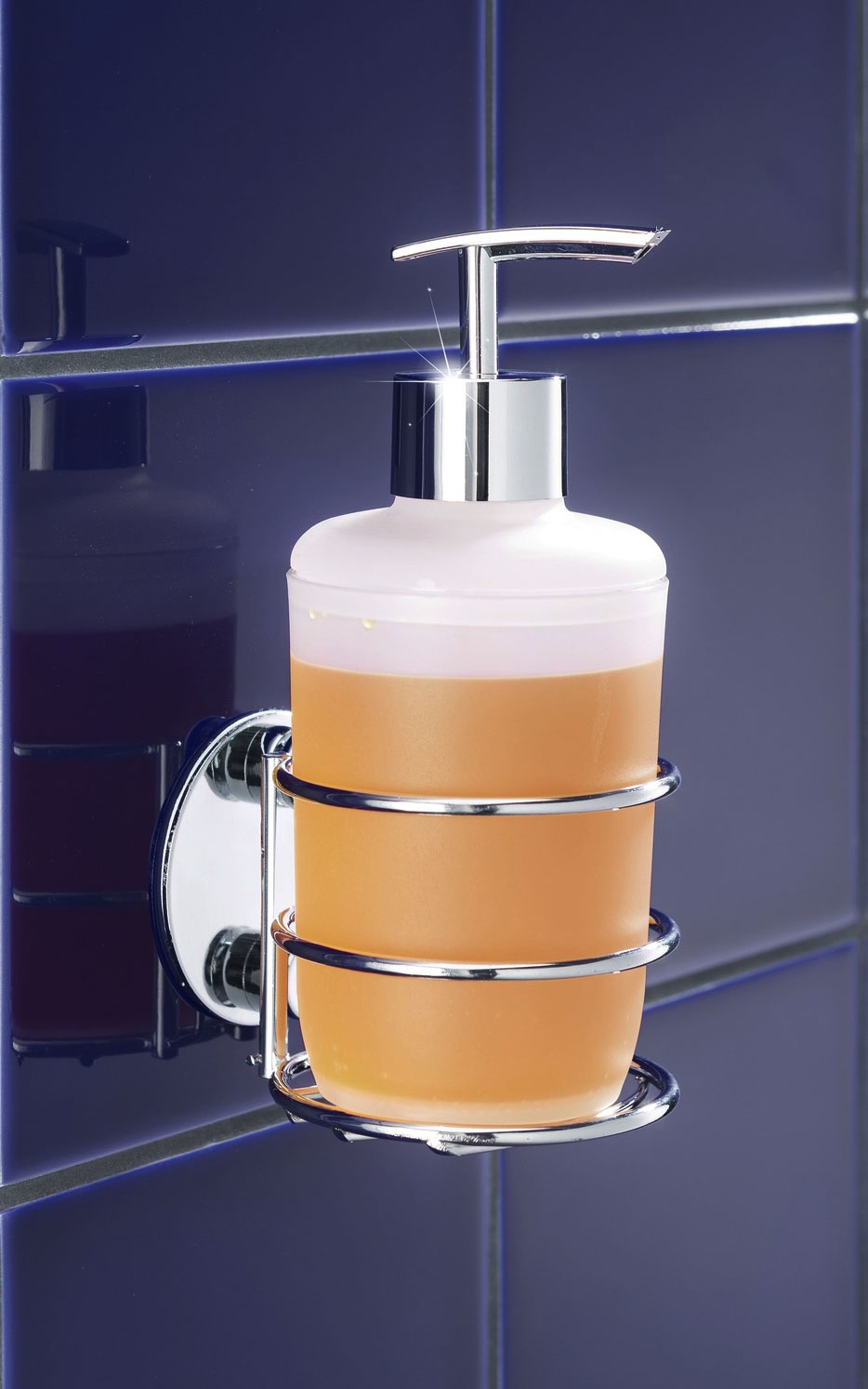 Wenko Turbo-Loc Seifenspender mit Edelstahl Wandhalterung 285 ml