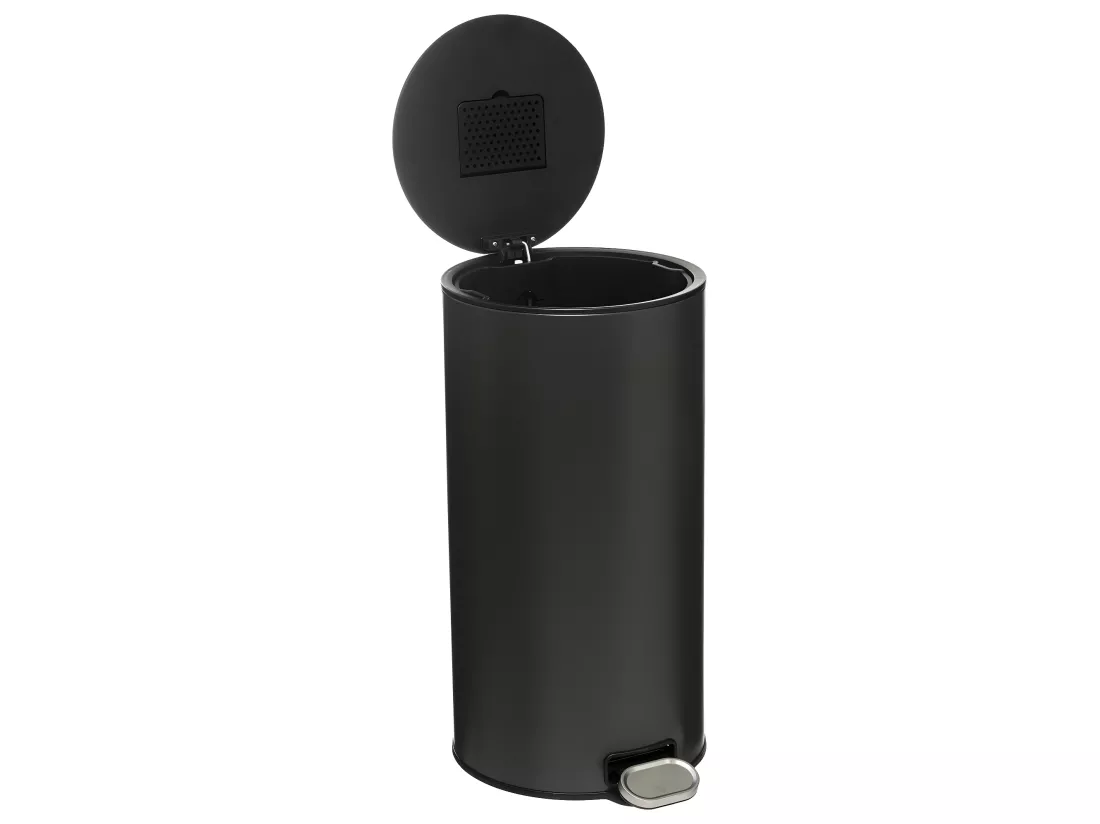 Poubelle ronde 30 Litres en Métal Noir charbon