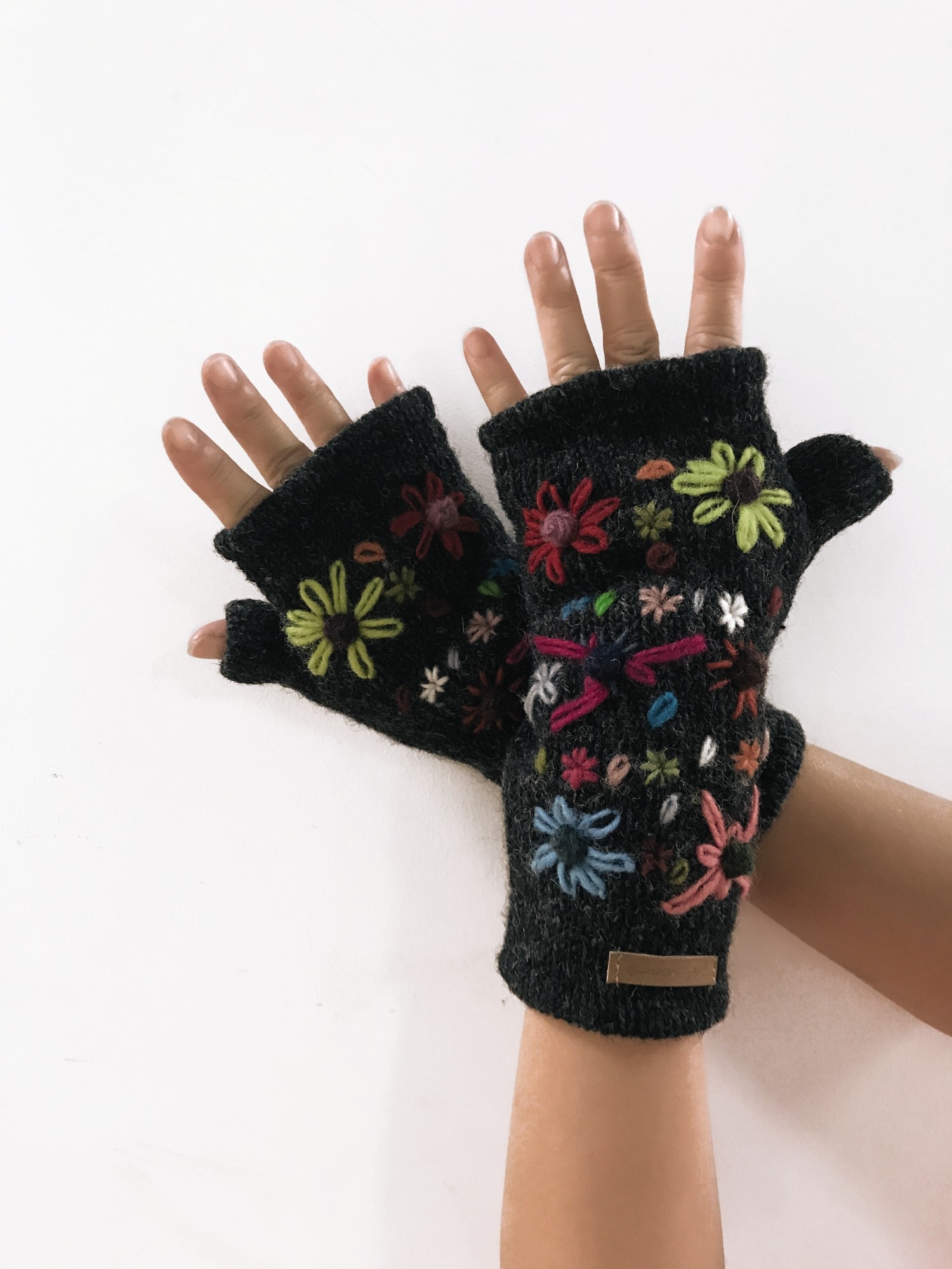 Pulswärmer 'Blumen', grau, multicolor günstig bestellen