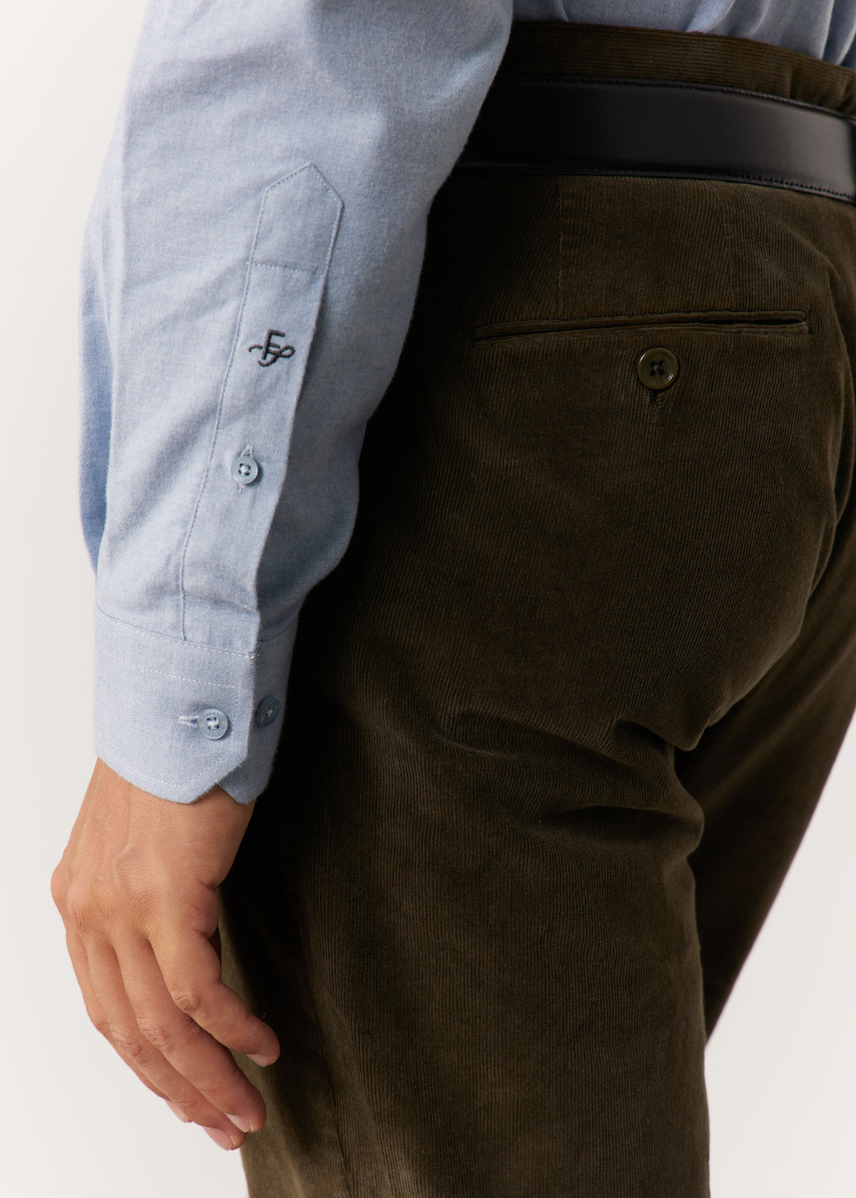 Chino slack skinny en velours côtelé uni kaki