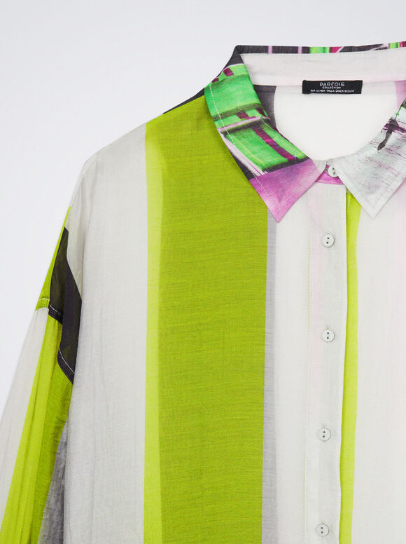 Camisa estampada em liocel - Multicolorida