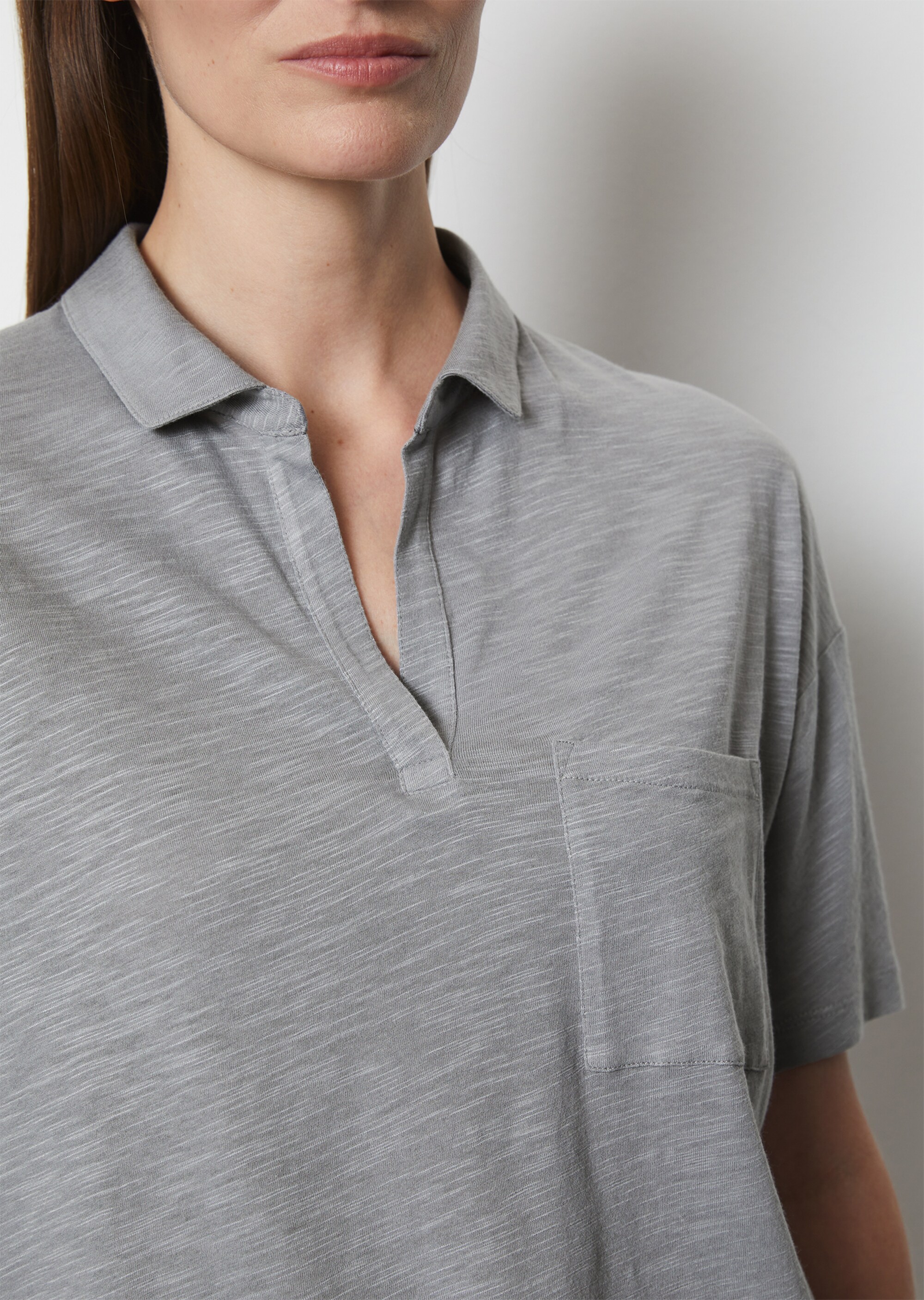 Polo-T-Shirt regularaus Organic Cotton-Viskose-Mix