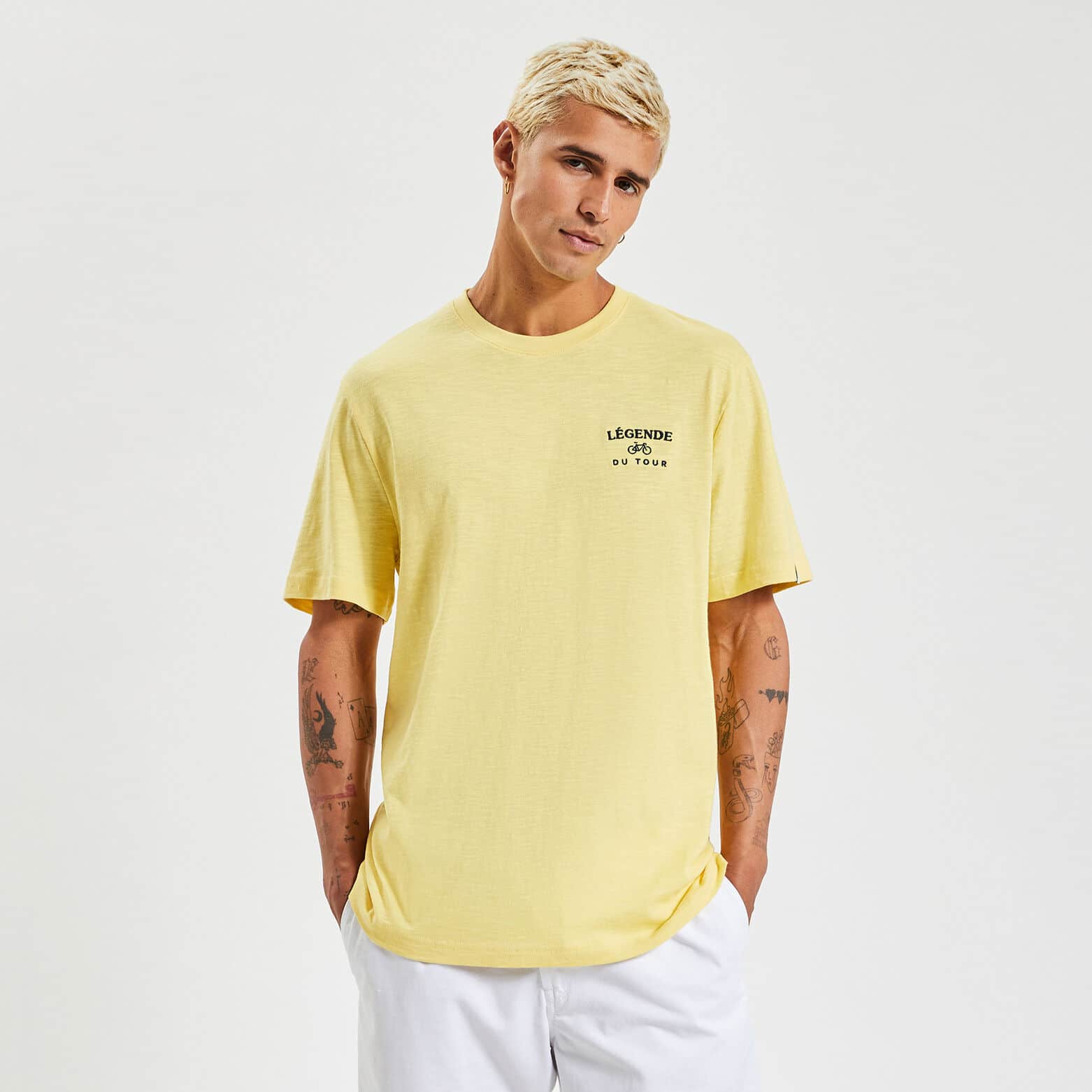 Tee shirt col rond imprimé licence Tour de France Jaune