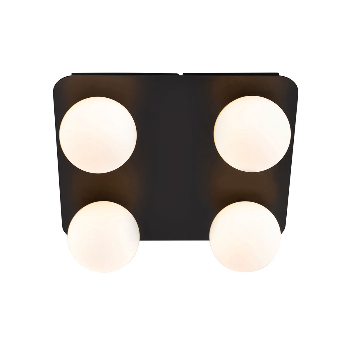 Moderne badkamer plafondlamp zwart vierkant 4-lichts - Cederic