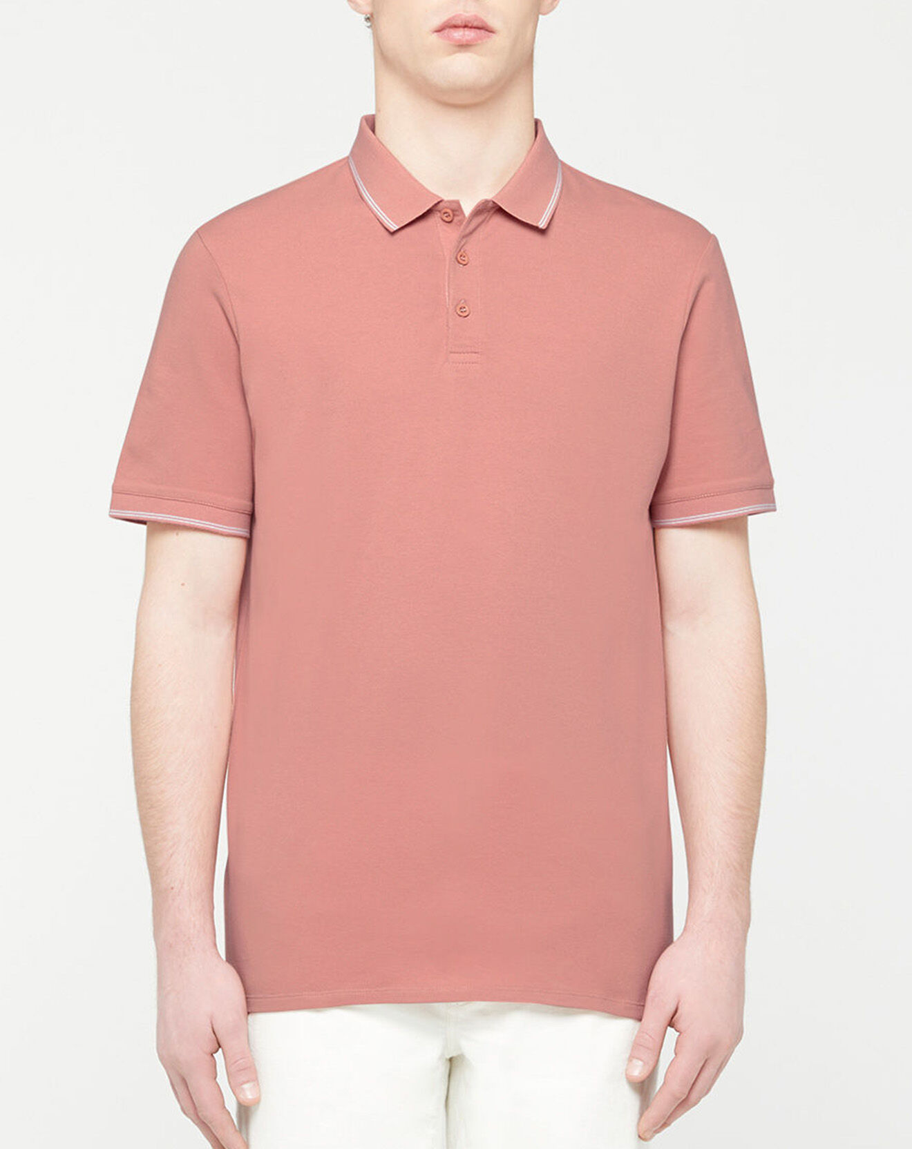 Galeries Lafayette Polo en Coton piqué Boslim rose clair