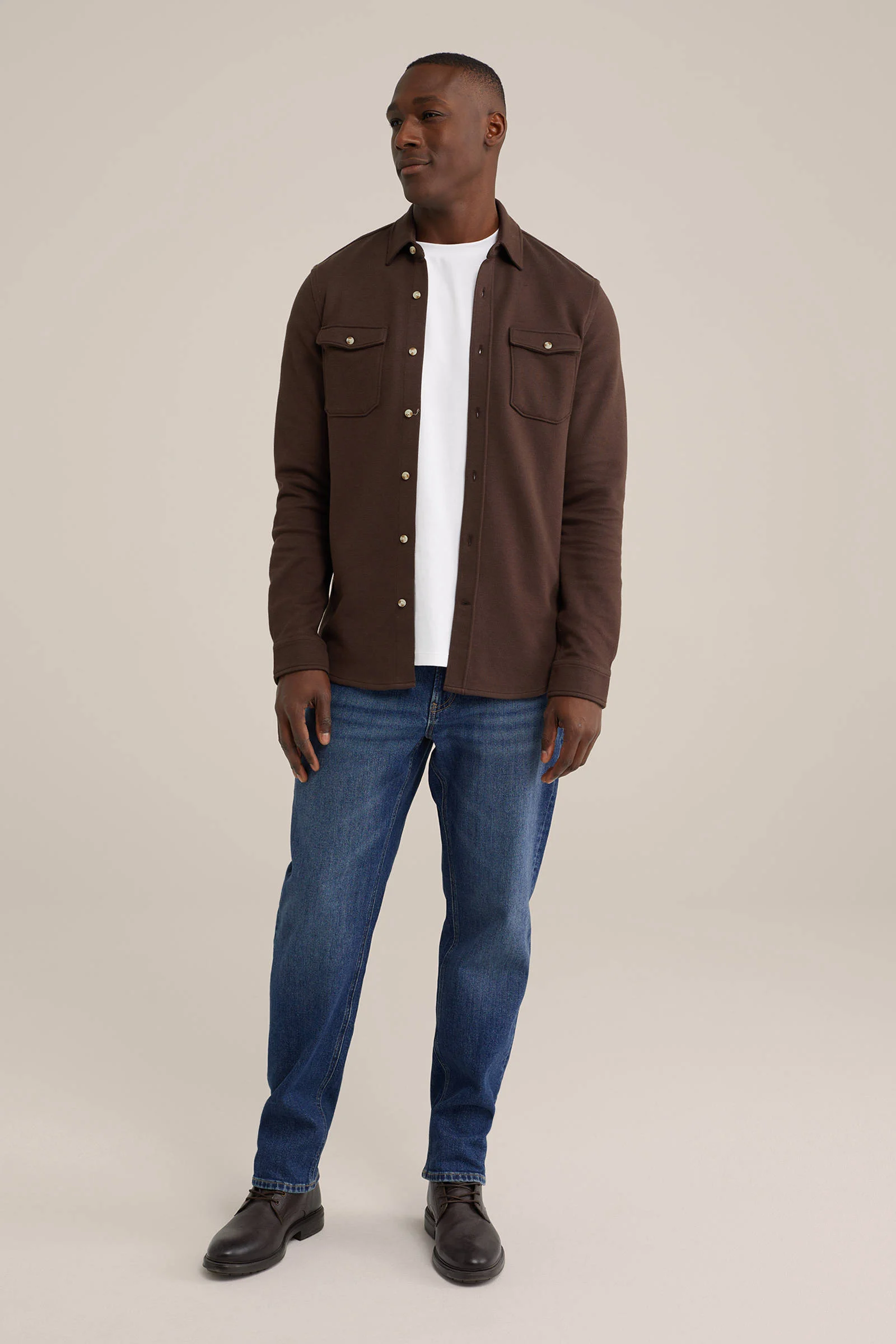 WE Fashion regular fit overshirt rum