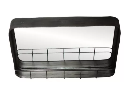 Miroir étagère murale en métal gris 49 x 30 cm