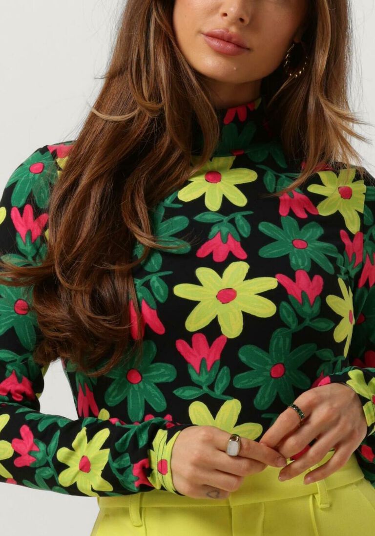 COLOURFUL REBEL multi colourful rebel  neyo big flower peached turtleneck top