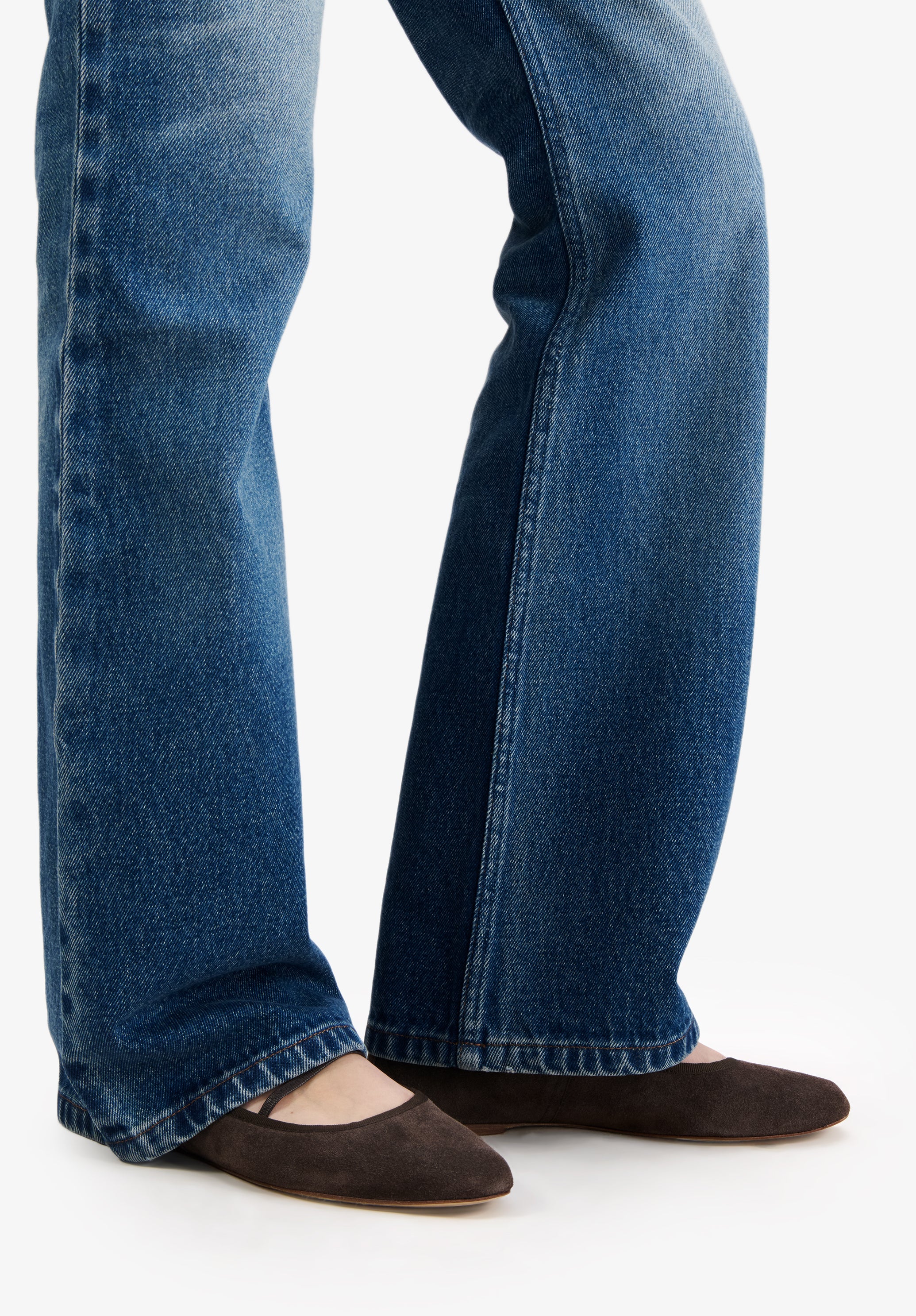 Ballerines en croûte de cuir - Marron fonce