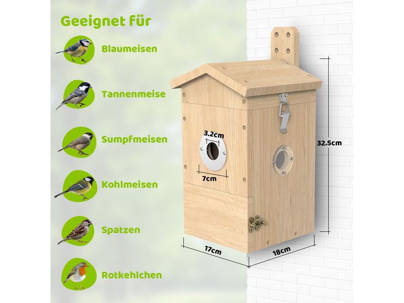 Sanilu Vogel Nistkasten mit Kamera Nistkasten aus Holz