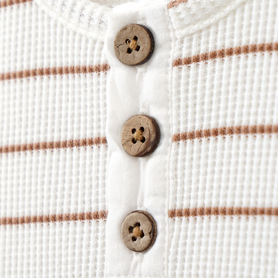 Topomini Baby Langarmshirt aus Waffel-Piqué hellbraun / weiss