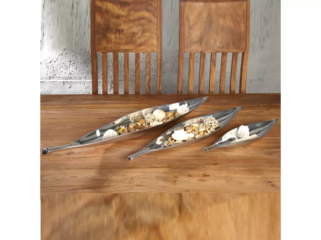 BOL DÉCORATIF Longue feuille 80 cm, Aluminium argent brillant