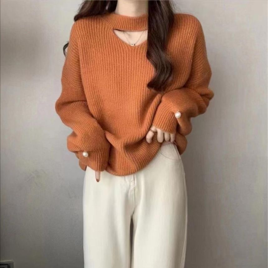 Muezz - Mock Neck Plain Cutout Trui
