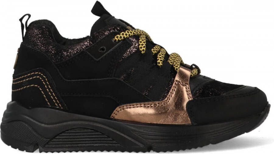 Vingino Lidya leren sneakers met panterprint zwart roze