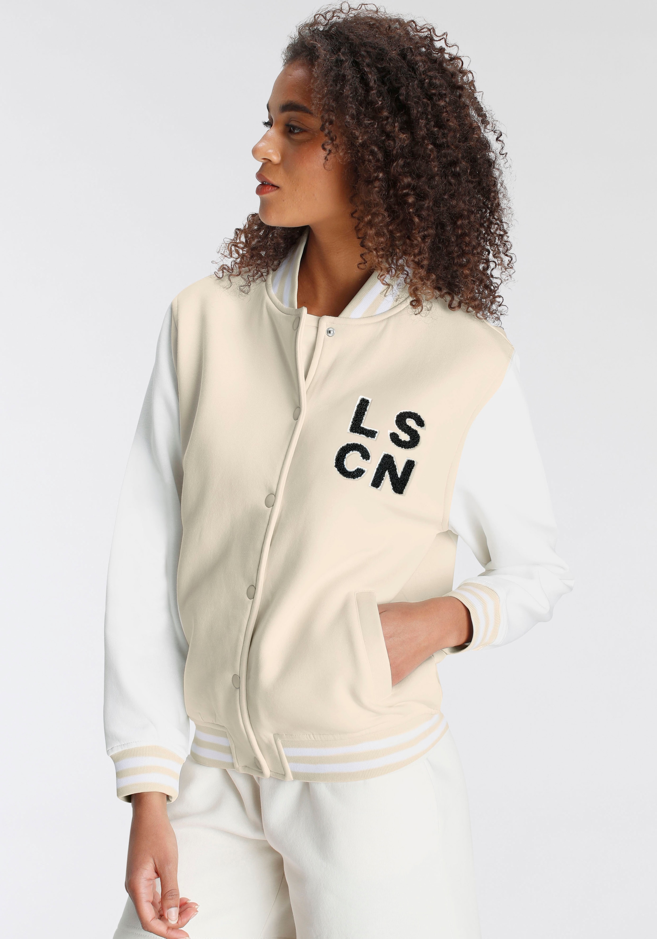 LSCN by LASCANA Sweatjacke , im College Stil, Loungeanzug