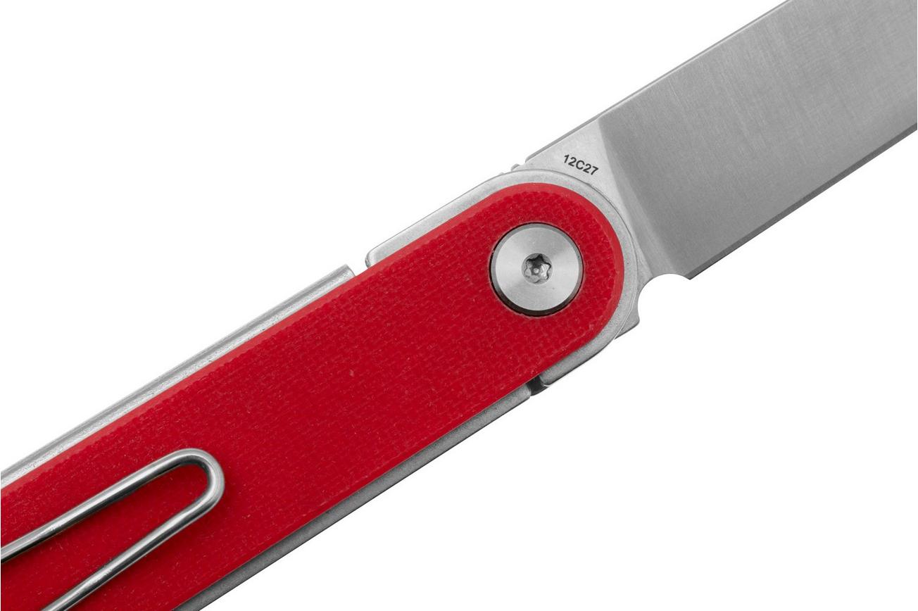 Real Steel Iris Front Flipper 8061BR Satin 12C27, Red G10, zakmes