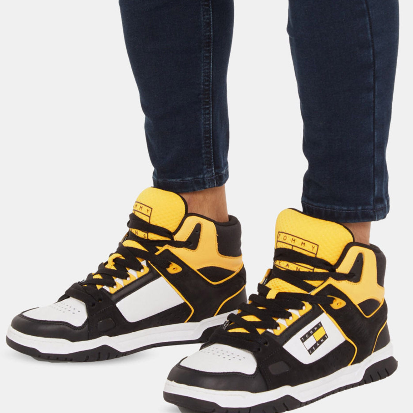 Tommy Jeans Baskets en Cuir Droid noir/jaune