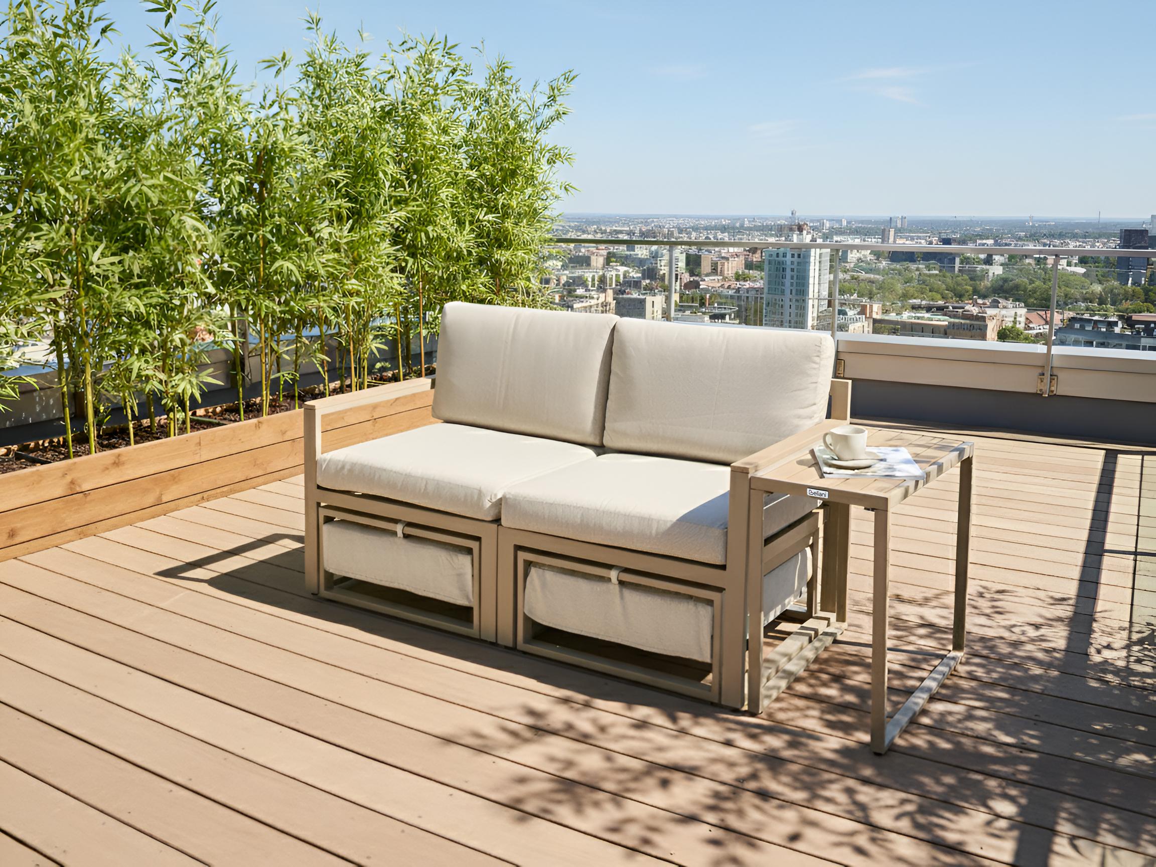 Loungeset met tafel en ottomaan 2-zits NOCI modulair Metaal Beige