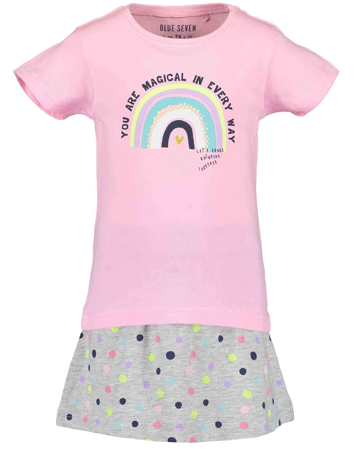 T-Shirt HAPPY DAYS mit Rock in rosa/grau