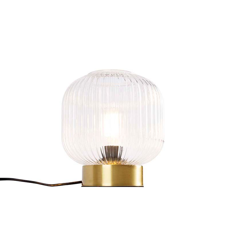Art Deco tafellamp messing met glas - Karel