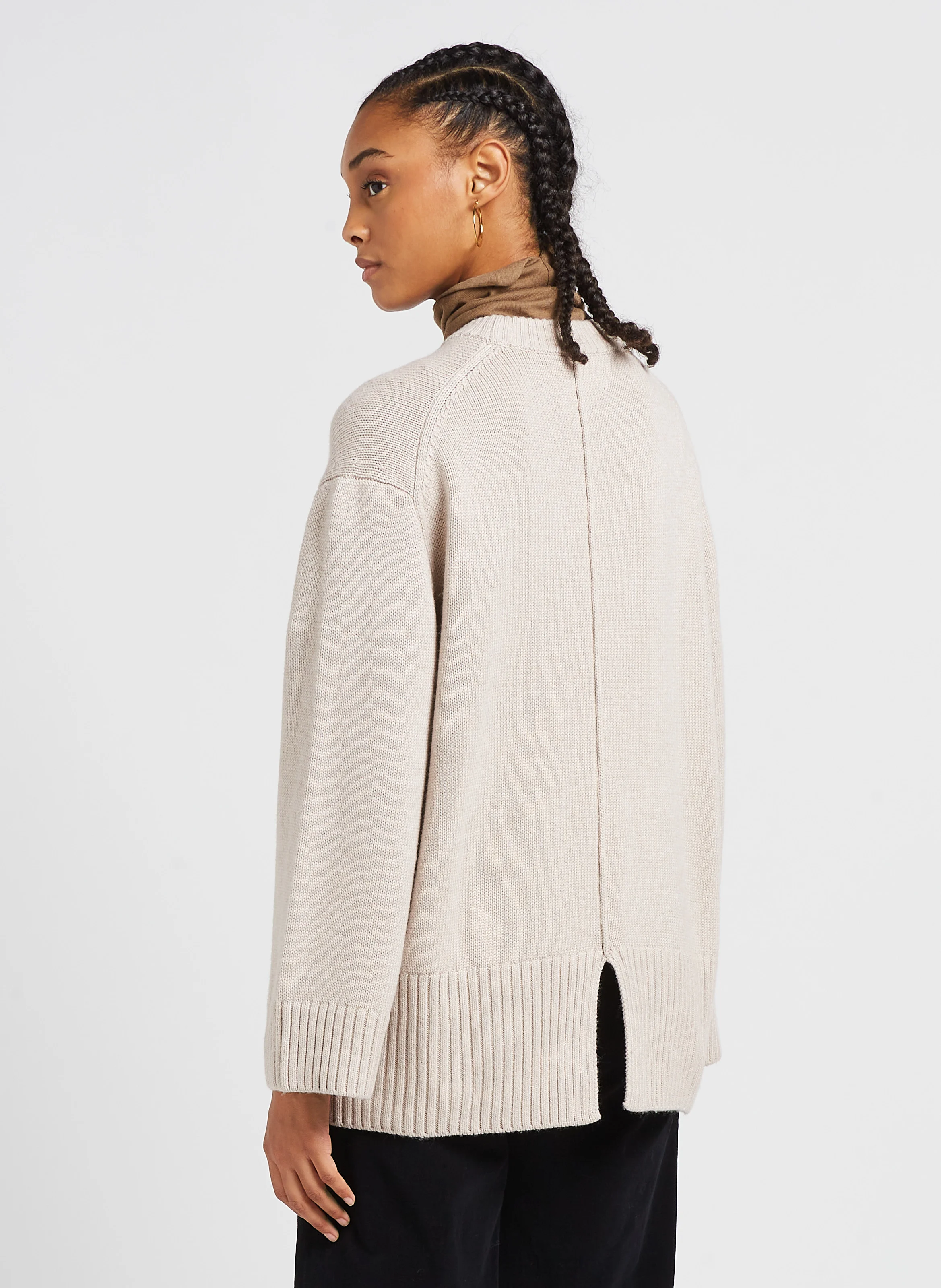 ELIETTE - Pull col rond en laine mélangée | Beige