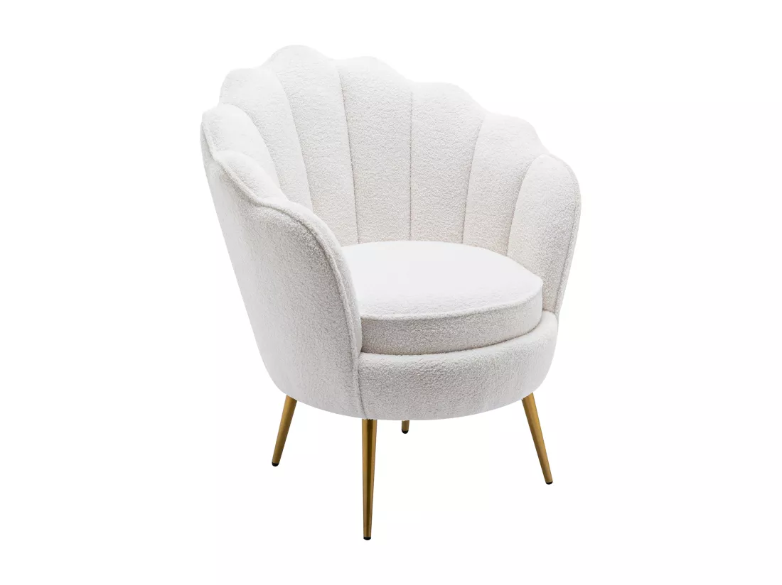 Fauteuil coquillage en tissu bouclette blanc LALEA