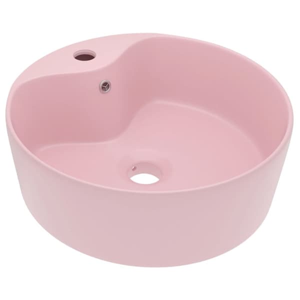 vidaXL Luksuriøs servant med overløp matt rosa 36x13 cm keramisk