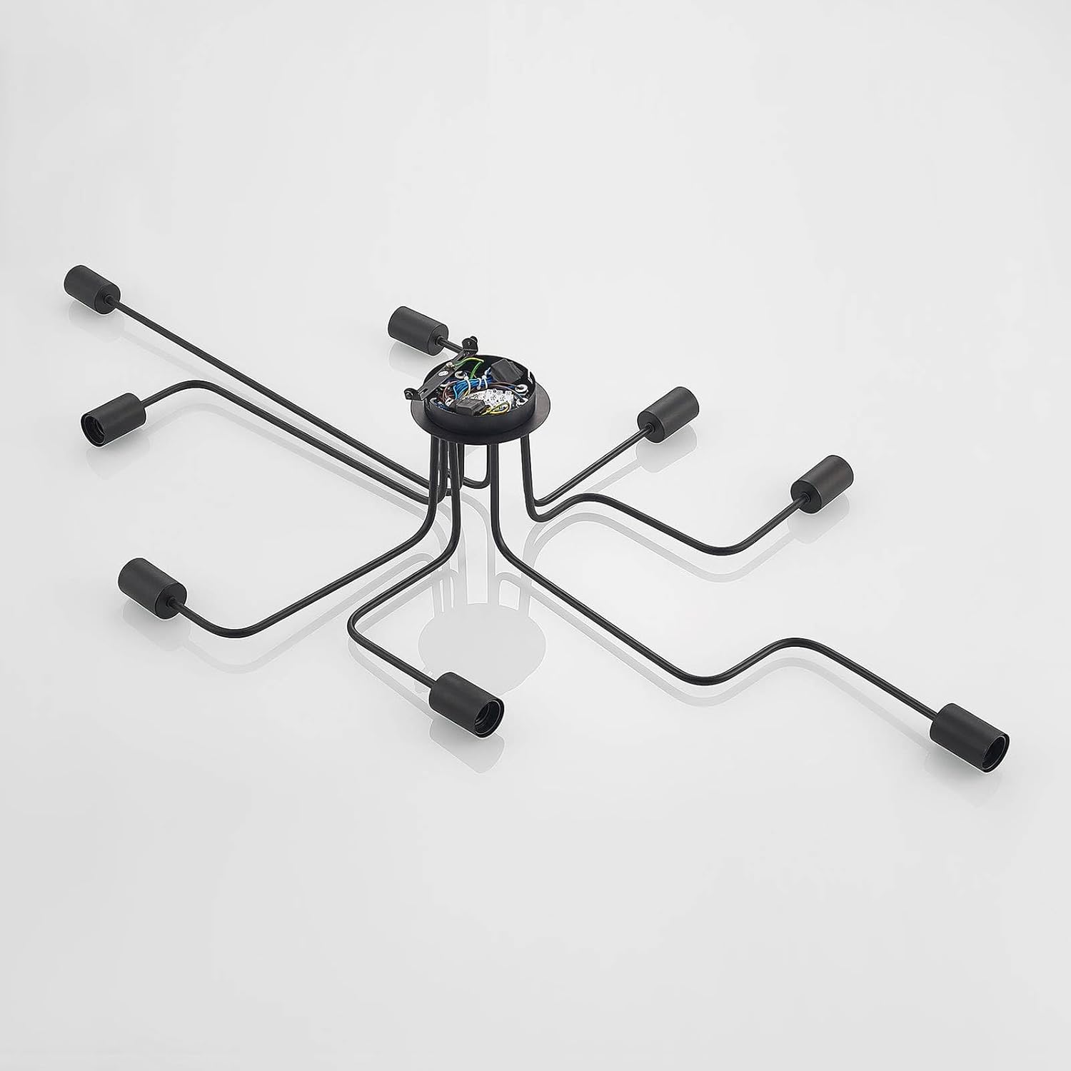 Lindby Deckenlampe Elimar (Retro, Vintage Antik) in Schwarz aus Metall (8 flammig E27) - Deckenleuchte Lampe Wohnzimmerleuchte