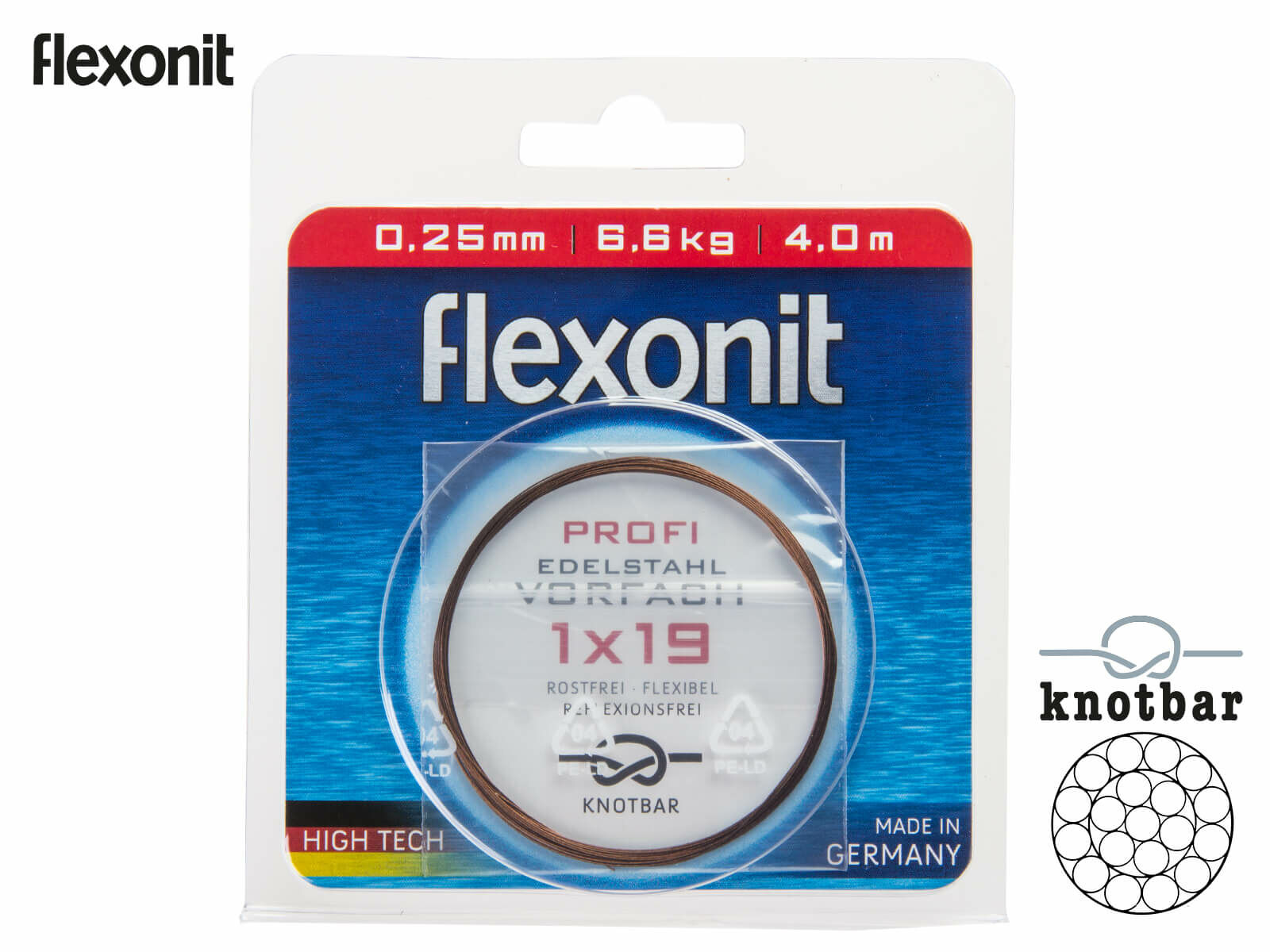 4 m flexonit Stahlvorfach 1x19 - 2.5 kg (0.15 mm)