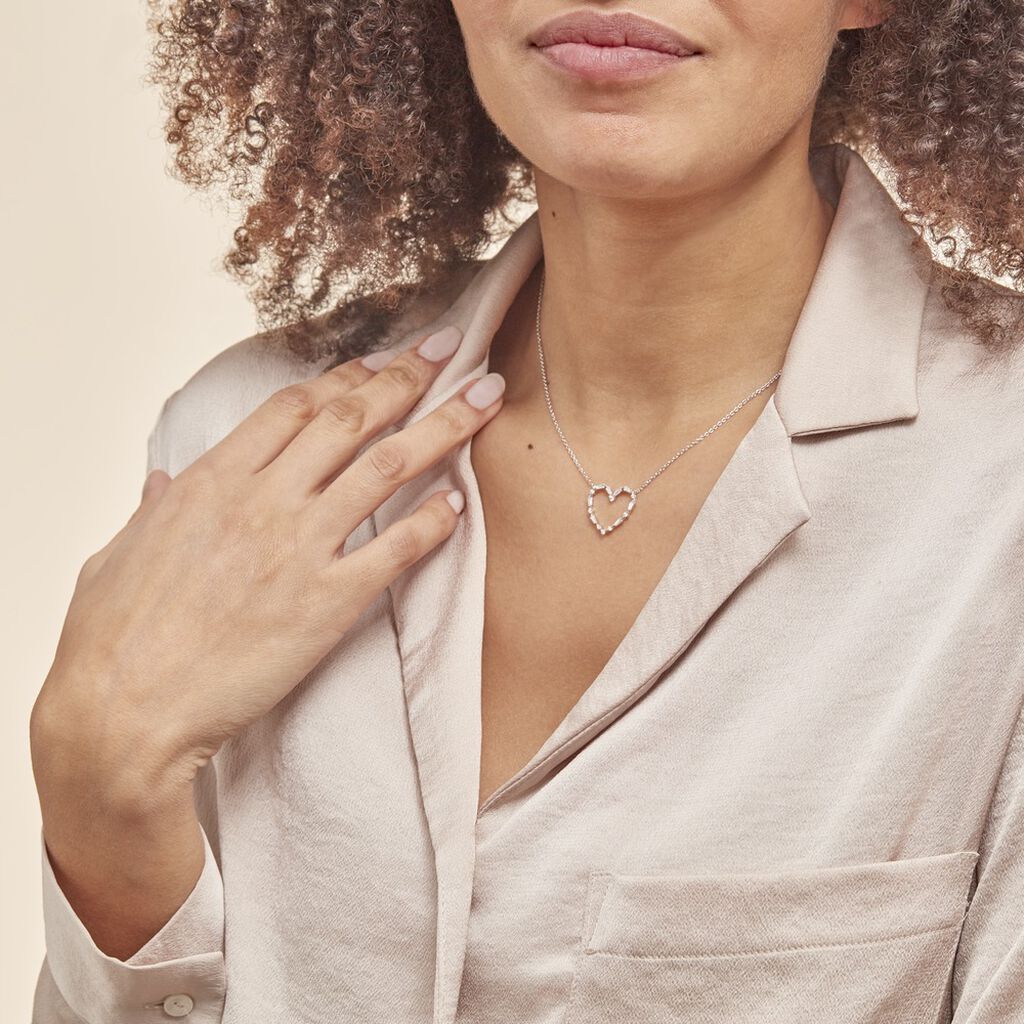 Collier Argent Gaucher Oxydes De Zirconium