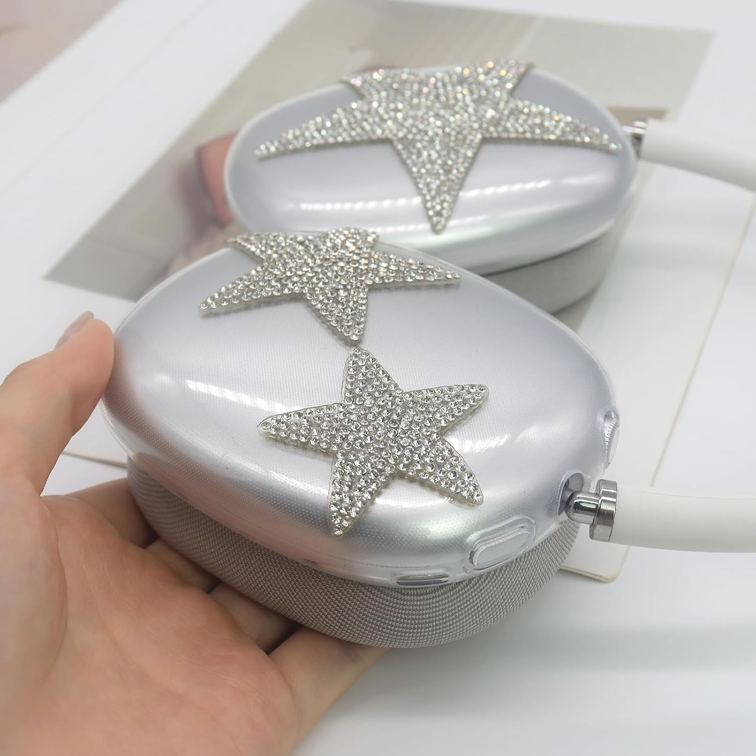 AirPods Max Gummi Hülle Schutz Abdeckung Glitzer Design - Sterne