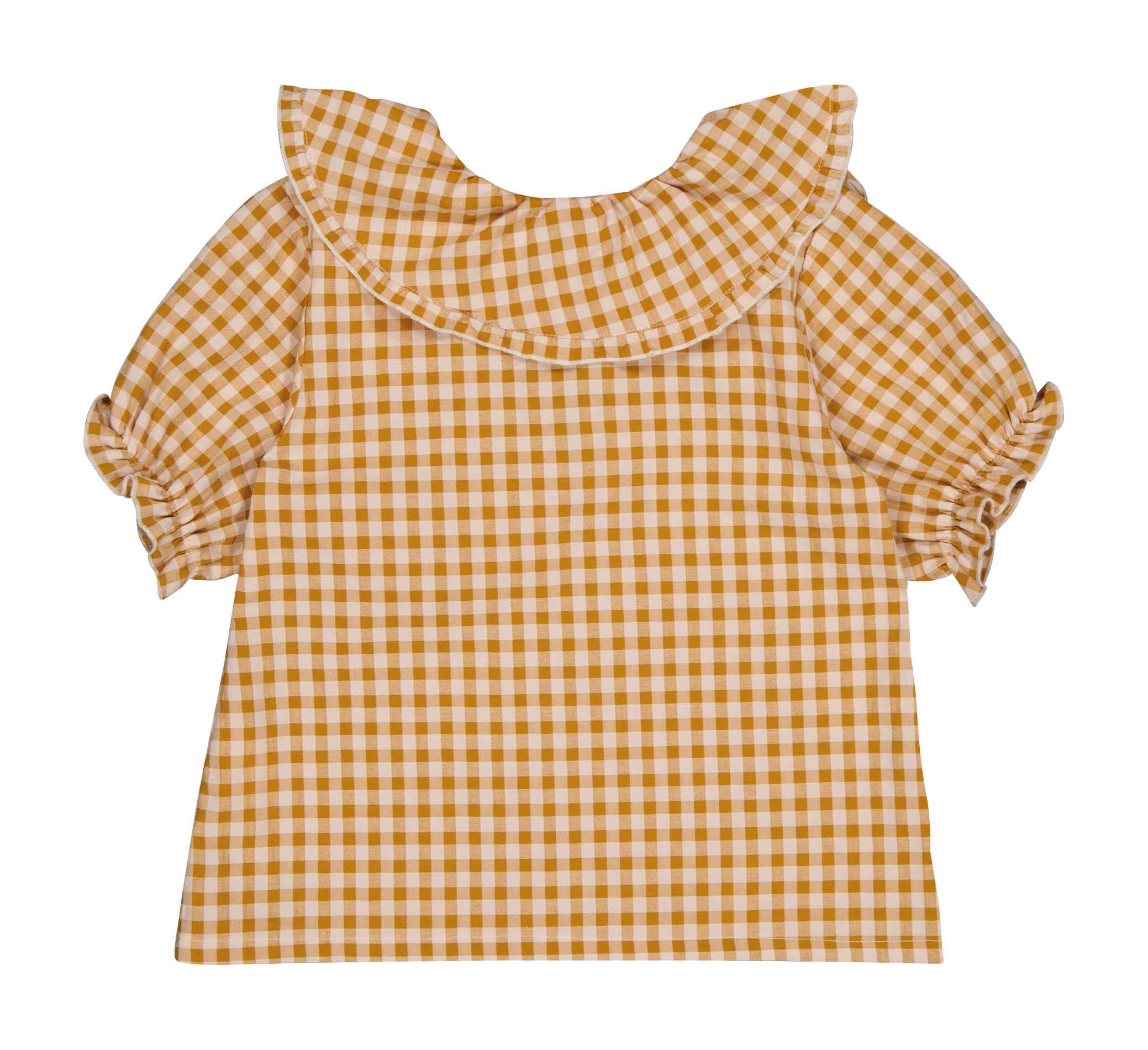 ANAEL - Blouse vichy en coton mélangé| Orange