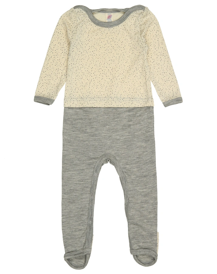 Strampler MODERN NATURE mit Seide in beige/hellgrau