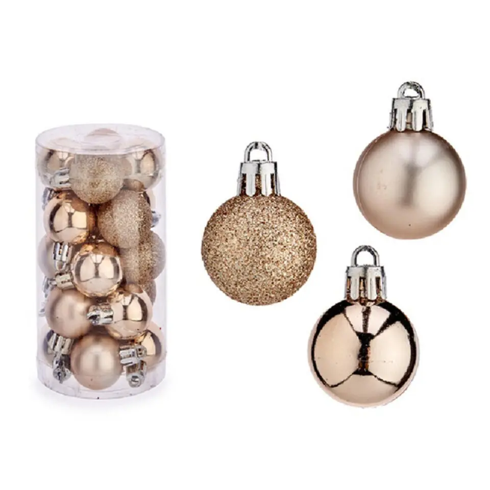 Krist  kleine kerstballen - 20x - champagne - 3 cm -kunststof