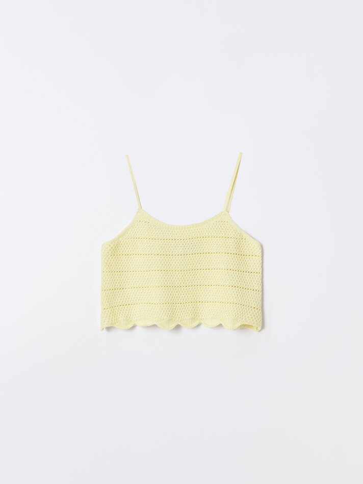 Top cropped de tricô - Amarelo