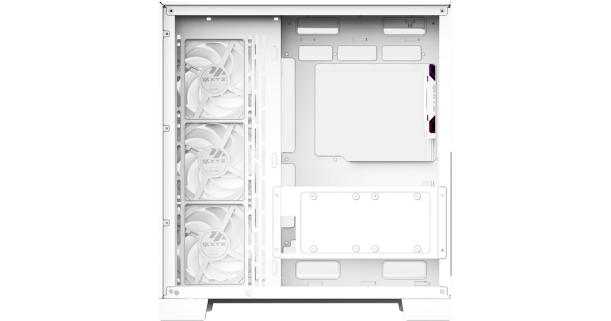 XYZ PC GearTesseract A-RGB midi tower behuizing  (Wit | 2x USB-A | 1x USB-C | RGB | Tempered Glass)