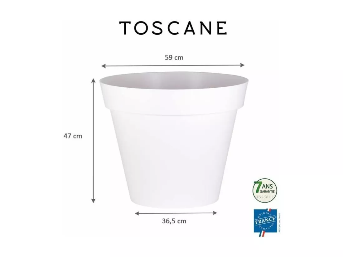 Pot de fleur rond Toscane Ø 60 x H.47 cm - Blanc - Eda