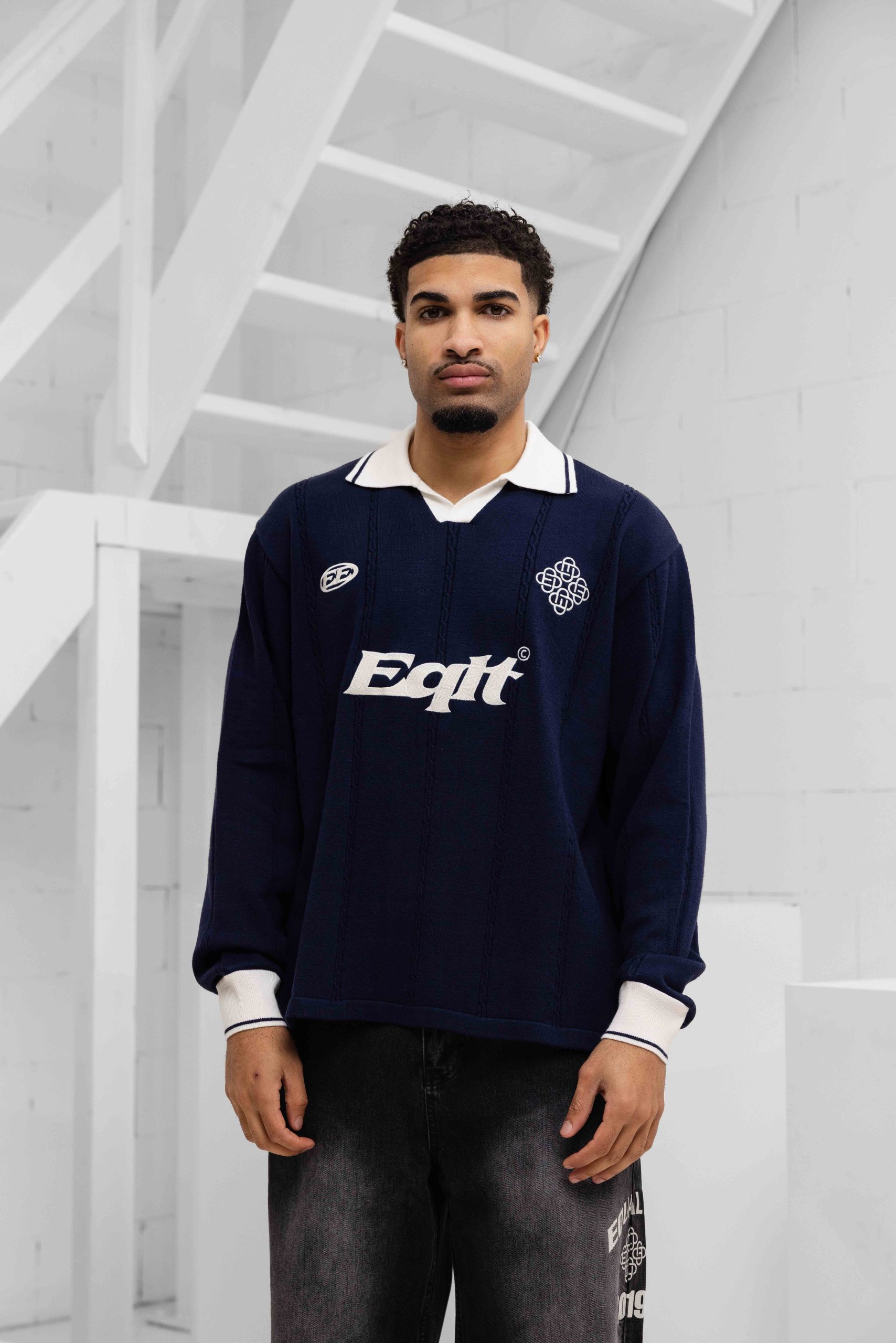 Equalité Knit Jersey Longsleeve Polo Heren Donkerblauw