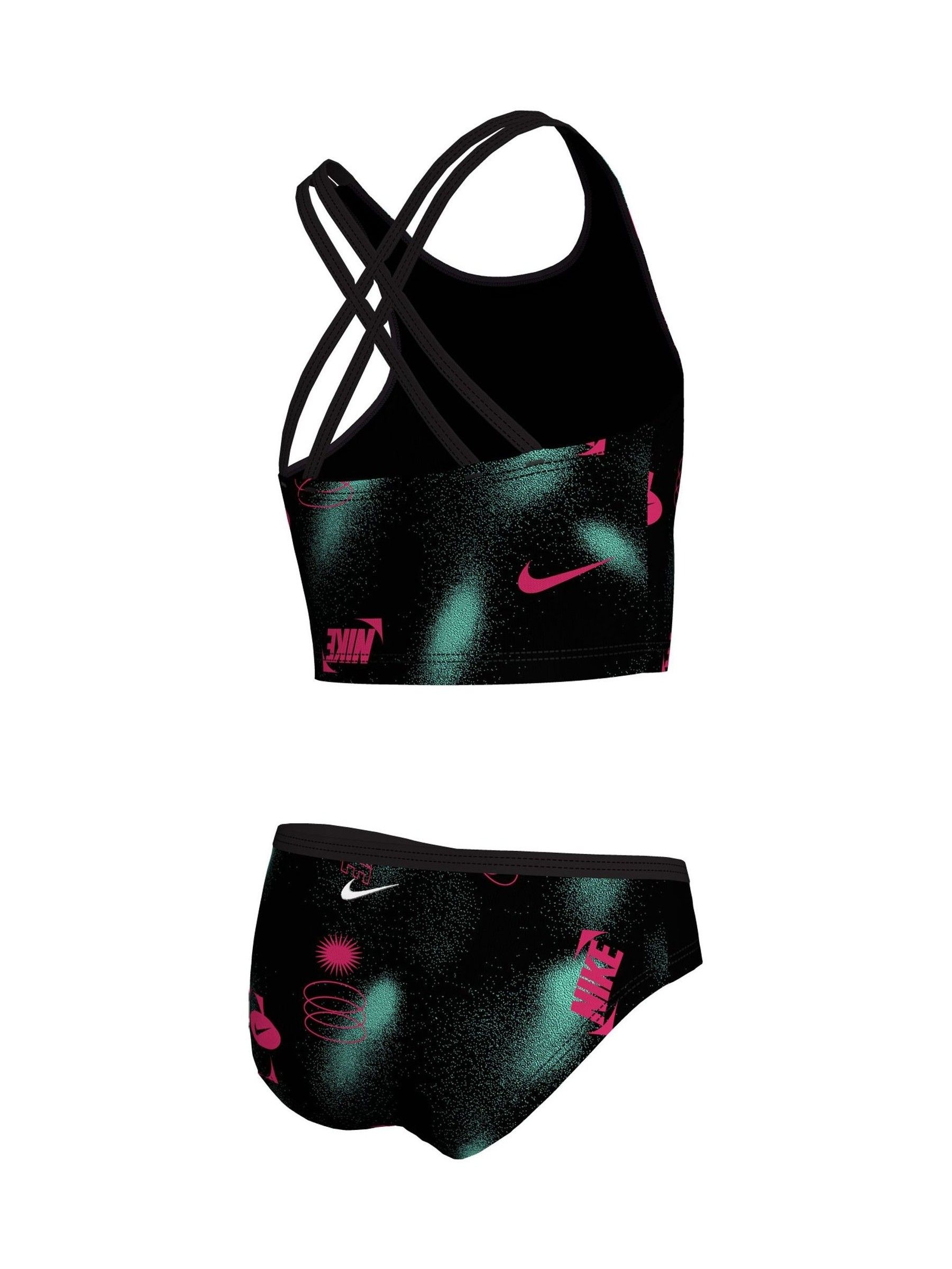 Zwart - Nike Merk Blast Spiderback Midkini Bikini Set