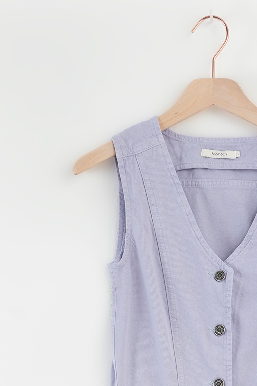 Lavendel jumpsuit met knopen