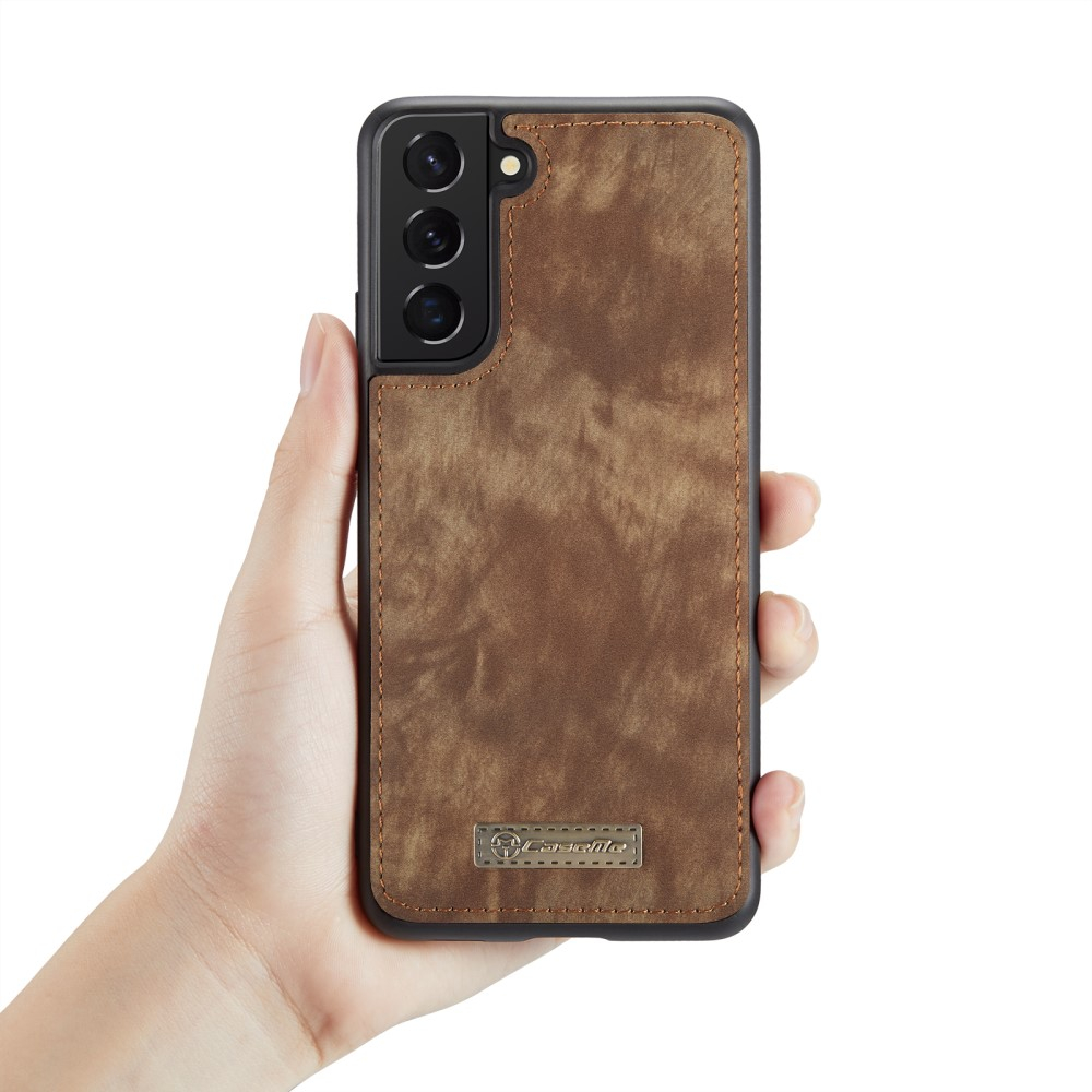 Samsung Galaxy S22 5G 2in1 Leder Tasche   Magnet Hardcase Karten Etui - Dunkelbraun