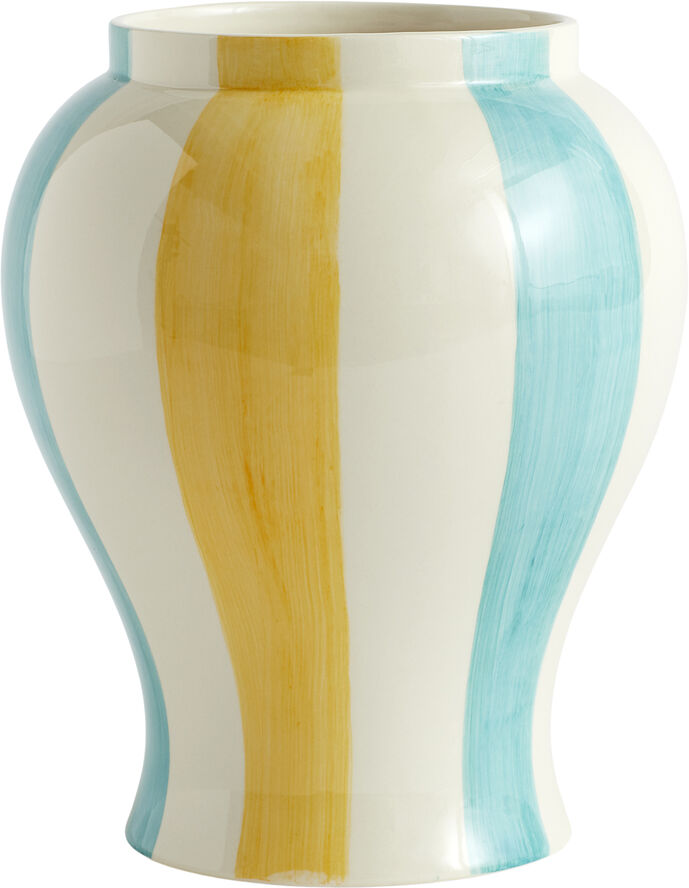 Hay Sobremesa Stripe Vase-Large-Green a Green and yellow