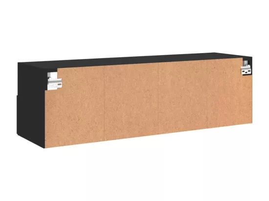 Meuble TV mural noir 100x30x30 cm bois d'ingénierie